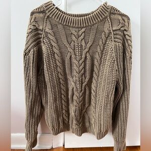Free People Cable Knit Crewneck Sweater